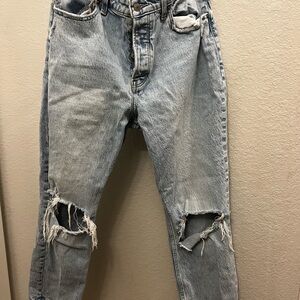 American Eagle Curvy Distressed Light Blue Jeans